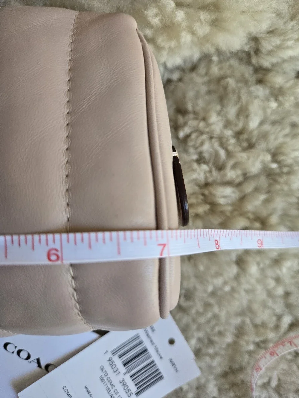 Tags Removed Unused Coach Quilted Leather Cosmetic Case 17 Washed Mauve C6888
